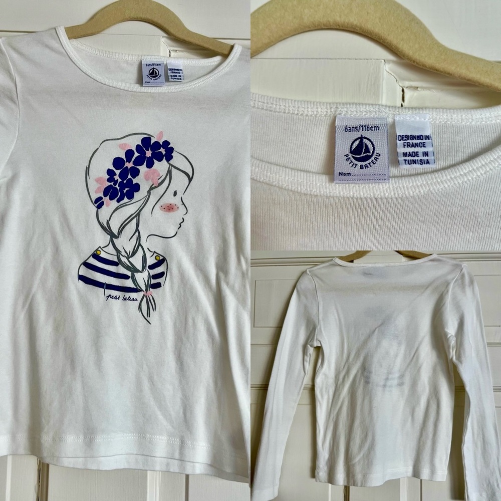 Petit Bateau long sleeve 100% cotton darling tee shirt! EUC Size 6